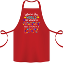 Autism Grandpa Sees Love Strength Autistic Cotton Apron 100% Organic Red