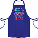 Autism Grandpa Sees Love Strength Autistic Cotton Apron 100% Organic Royal Blue