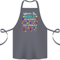 Autism Grandpa Sees Love Strength Autistic Cotton Apron 100% Organic Steel