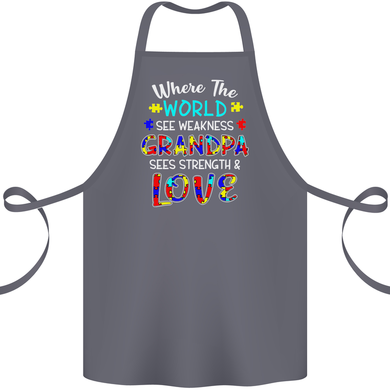 Autism Grandpa Sees Love Strength Autistic Cotton Apron 100% Organic Steel
