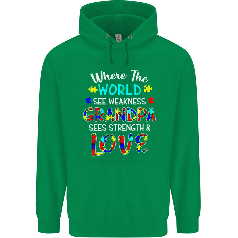 Autism Grandpa Sees Love Strength Autistic Mens 80% Cotton Hoodie Irish Green