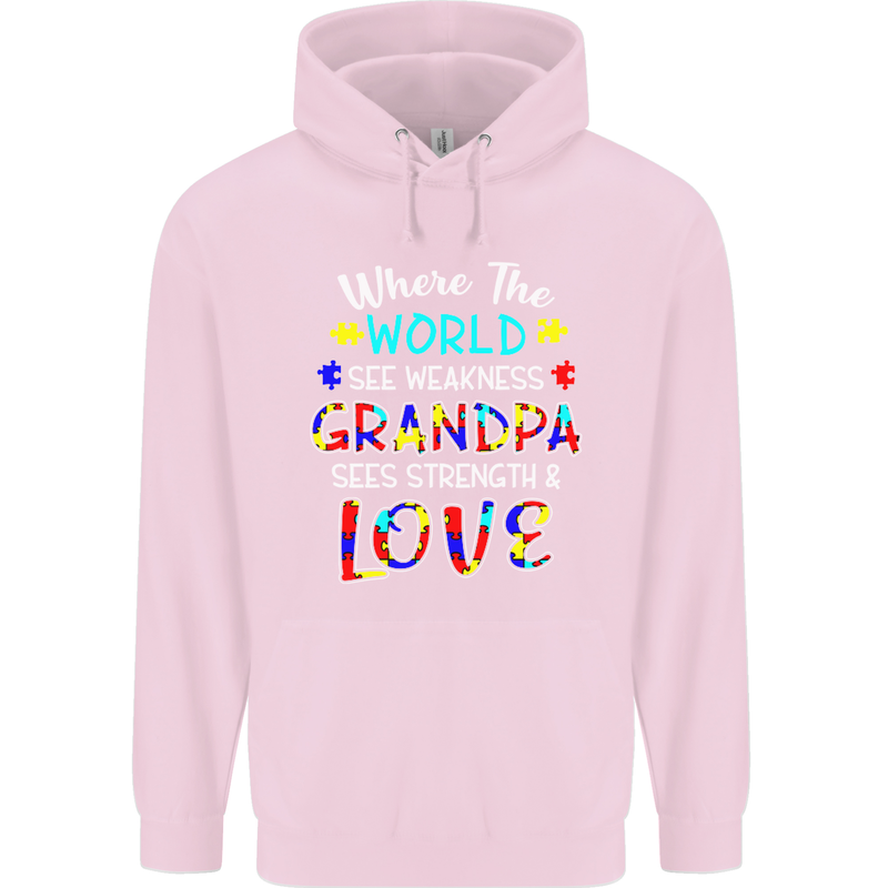Autism Grandpa Sees Love Strength Autistic Mens 80% Cotton Hoodie Light Pink