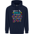 Autism Grandpa Sees Love Strength Autistic Mens 80% Cotton Hoodie Navy Blue