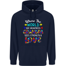 Autism Grandpa Sees Love Strength Autistic Mens 80% Cotton Hoodie Navy Blue