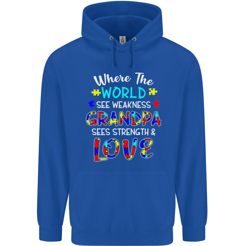 Autism Grandpa Sees Love Strength Autistic Mens 80% Cotton Hoodie Royal Blue