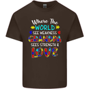 Autism Grandpa Sees Love Strength Autistic Mens Cotton T-Shirt Tee Top Dark Chocolate