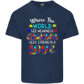 Autism Grandpa Sees Love Strength Autistic Mens Cotton T-Shirt Tee Top Navy Blue