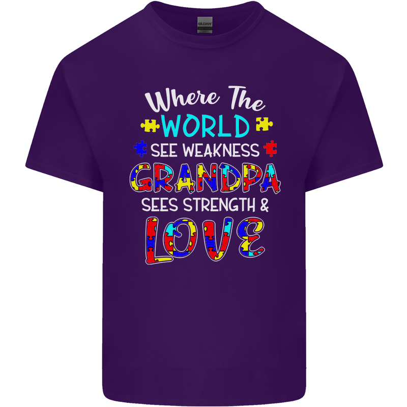 Autism Grandpa Sees Love Strength Autistic Mens Cotton T-Shirt Tee Top Purple