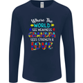 Autism Grandpa Sees Love Strength Autistic Mens Long Sleeve T-Shirt Navy Blue