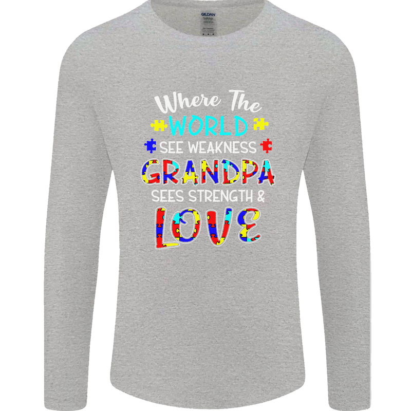 Autism Grandpa Sees Love Strength Autistic Mens Long Sleeve T-Shirt Sports Grey