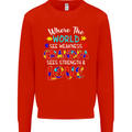 Autism Grandpa Sees Love Strength Autistic Mens Sweatshirt Jumper Bright Red