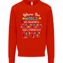 Autism Grandpa Sees Love Strength Autistic Mens Sweatshirt Jumper Bright Red
