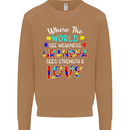 Autism Grandpa Sees Love Strength Autistic Mens Sweatshirt Jumper Caramel Latte