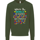 Autism Grandpa Sees Love Strength Autistic Mens Sweatshirt Jumper Forest Green