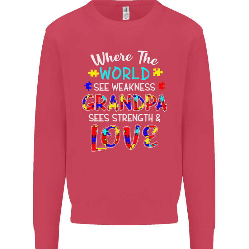 Autism Grandpa Sees Love Strength Autistic Mens Sweatshirt Jumper Heliconia