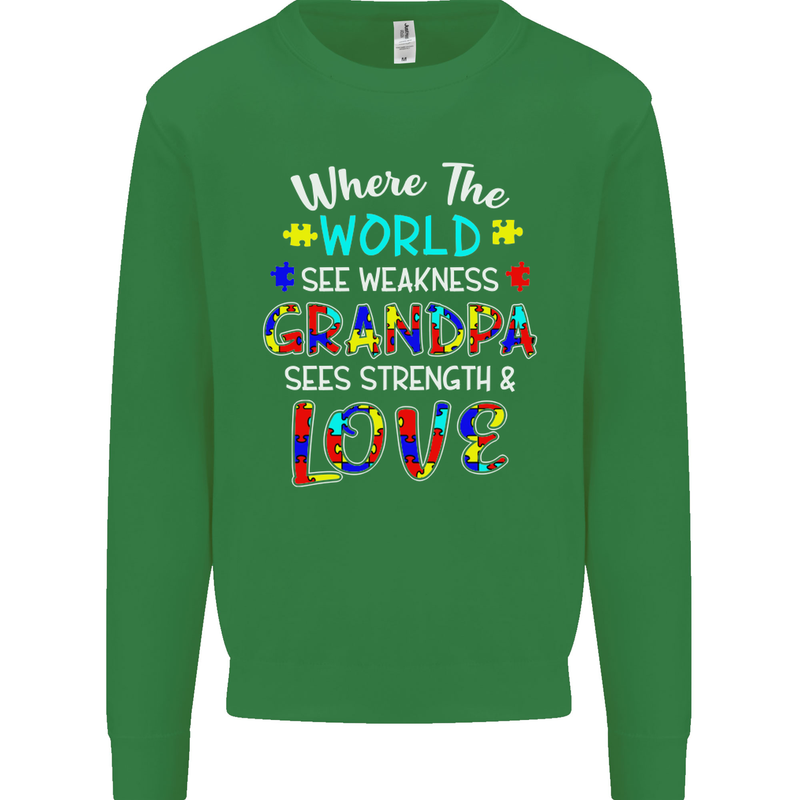 Autism Grandpa Sees Love Strength Autistic Mens Sweatshirt Jumper Irish Green