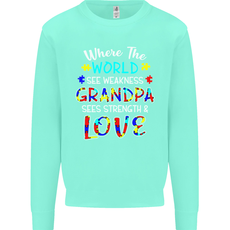 Autism Grandpa Sees Love Strength Autistic Mens Sweatshirt Jumper Peppermint