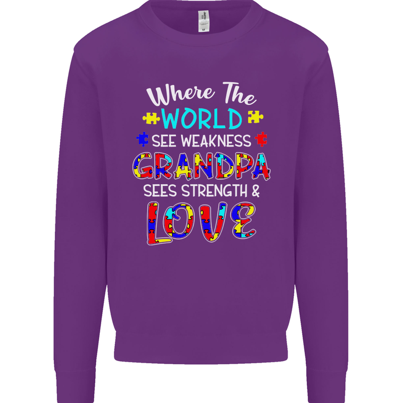 Autism Grandpa Sees Love Strength Autistic Mens Sweatshirt Jumper Purple