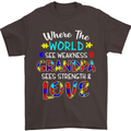 Autism Grandpa Sees Love Strength Autistic Mens T-Shirt Cotton Gildan Dark Chocolate