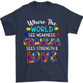 Autism Grandpa Sees Love Strength Autistic Mens T-Shirt Cotton Gildan Navy Blue