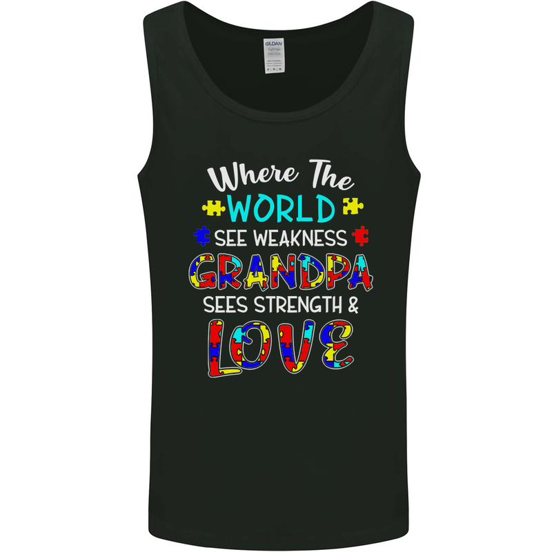 Autism Grandpa Sees Love Strength Autistic Mens Vest Tank Top Black