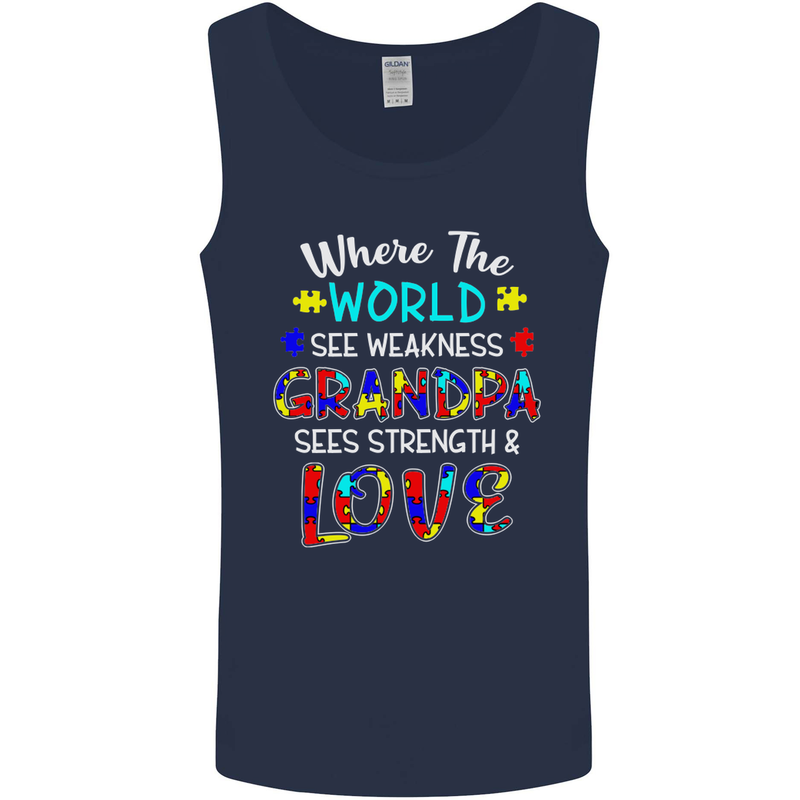 Autism Grandpa Sees Love Strength Autistic Mens Vest Tank Top Navy Blue