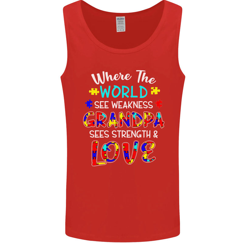 Autism Grandpa Sees Love Strength Autistic Mens Vest Tank Top Red