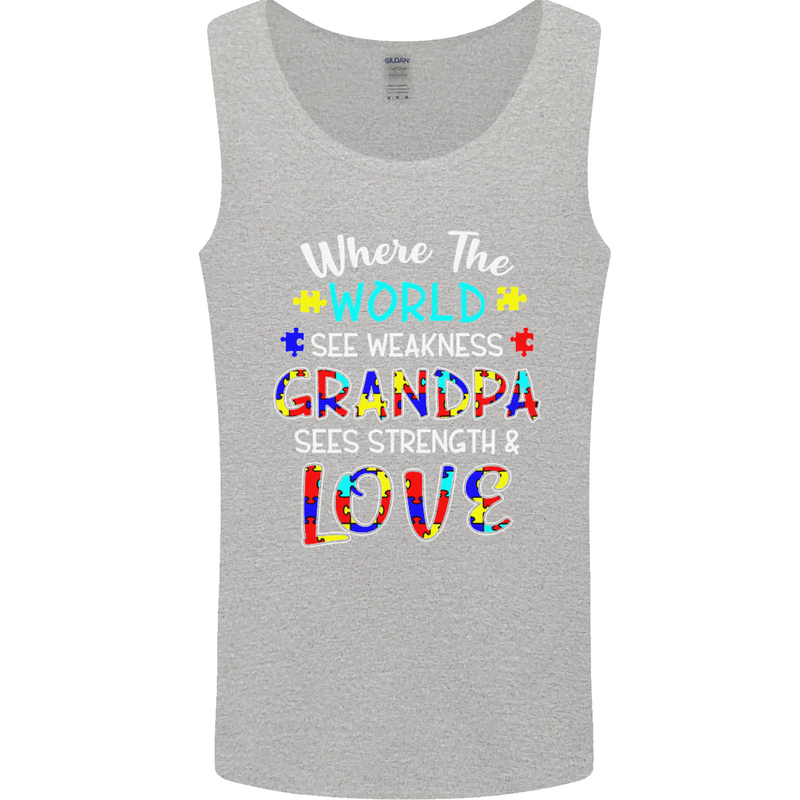 Autism Grandpa Sees Love Strength Autistic Mens Vest Tank Top Sports Grey