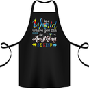 Autism In a World Be Kind Autistic ASD Cotton Apron 100% Organic Black