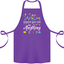 Autism In a World Be Kind Autistic ASD Cotton Apron 100% Organic Purple