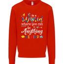 Autism In a World Be Kind Autistic ASD Kids Sweatshirt Jumper Bright Red
