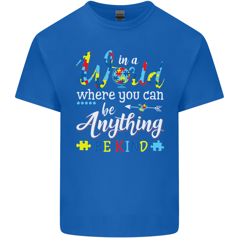 Autism In a World Be Kind Autistic ASD Kids T-Shirt Childrens Royal Blue