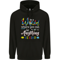 Autism In a World Be Kind Autistic ASD Mens 80% Cotton Hoodie Black