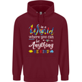 Autism In a World Be Kind Autistic ASD Mens 80% Cotton Hoodie Maroon