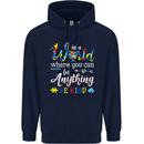 Autism In a World Be Kind Autistic ASD Mens 80% Cotton Hoodie Navy Blue