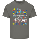 Autism In a World Be Kind Autistic ASD Mens Cotton T-Shirt Tee Top Charcoal
