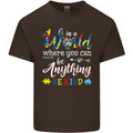 Autism In a World Be Kind Autistic ASD Mens Cotton T-Shirt Tee Top Dark Chocolate