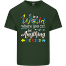 Autism In a World Be Kind Autistic ASD Mens Cotton T-Shirt Tee Top Forest Green