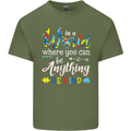 Autism In a World Be Kind Autistic ASD Mens Cotton T-Shirt Tee Top Military Green