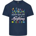 Autism In a World Be Kind Autistic ASD Mens Cotton T-Shirt Tee Top Navy Blue