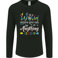 Autism In a World Be Kind Autistic ASD Mens Long Sleeve T-Shirt Black