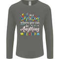 Autism In a World Be Kind Autistic ASD Mens Long Sleeve T-Shirt Charcoal