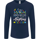 Autism In a World Be Kind Autistic ASD Mens Long Sleeve T-Shirt Navy Blue