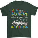 Autism In a World Be Kind Autistic ASD Mens T-Shirt Cotton Gildan Forest Green