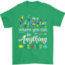 Autism In a World Be Kind Autistic ASD Mens T-Shirt Cotton Gildan Irish Green
