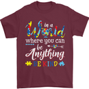 Autism In a World Be Kind Autistic ASD Mens T-Shirt Cotton Gildan Maroon