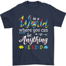 Autism In a World Be Kind Autistic ASD Mens T-Shirt Cotton Gildan Navy Blue