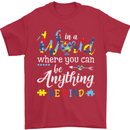 Autism In a World Be Kind Autistic ASD Mens T-Shirt Cotton Gildan Red