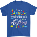 Autism In a World Be Kind Autistic ASD Mens T-Shirt Cotton Gildan Royal Blue
