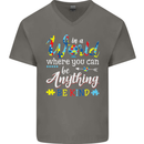 Autism In a World Be Kind Autistic ASD Mens V-Neck Cotton T-Shirt Charcoal